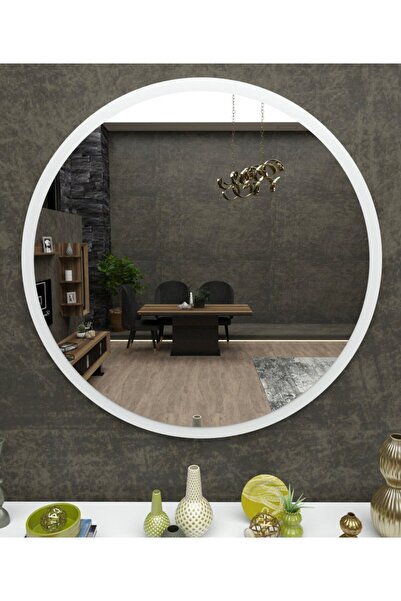 Prestijdijitalbaskı Dekoratif Aynalı Pleksi Beyaz Ahşap Ebat : 38 Cm