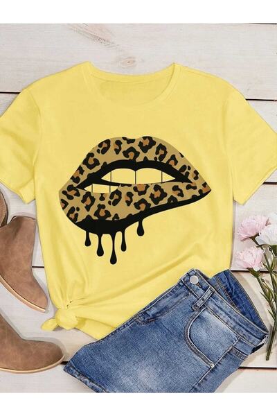 mercoledi Casual Boyfirend - Leopard Lip Printed Oversize T-shirt