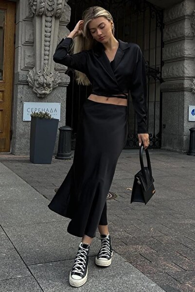 GALAVİP Kadı Uzun Saten Etek