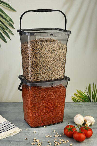 Pazarika Mega Size 2-Piece Square Flour Pulses Container 6 Liters - Detergent Storage Box Container 2 Pieces Flour Storage Container