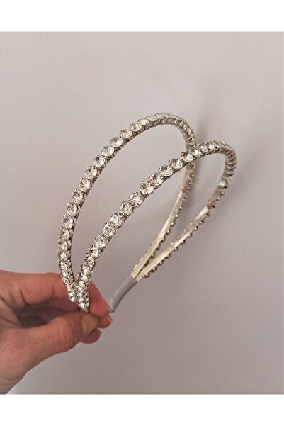 Ginger Takı Cristal de culoare argintie, piatră, coroană dublă, accesoriu pen...