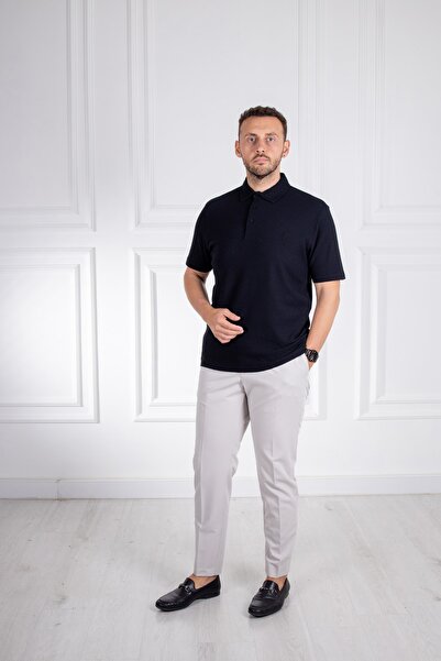 Sarar Συνέντευξη Polo Neck 100% βαμβακερή υφή μαύρο μπλουζάκι