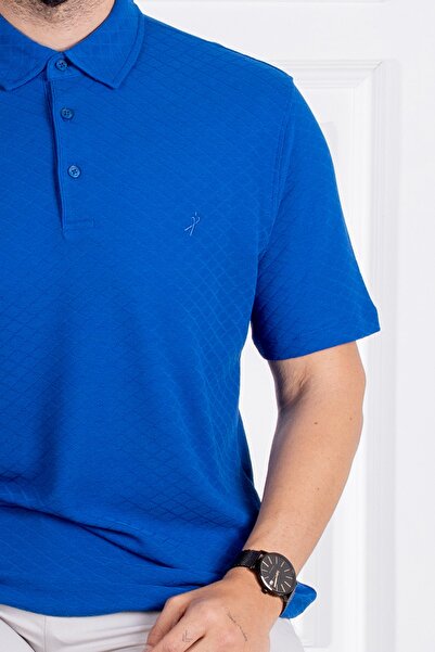 Sarar Μπλουζάκι με γιακά πόλο από 100% βαμβάκι με υφή Saks Blue