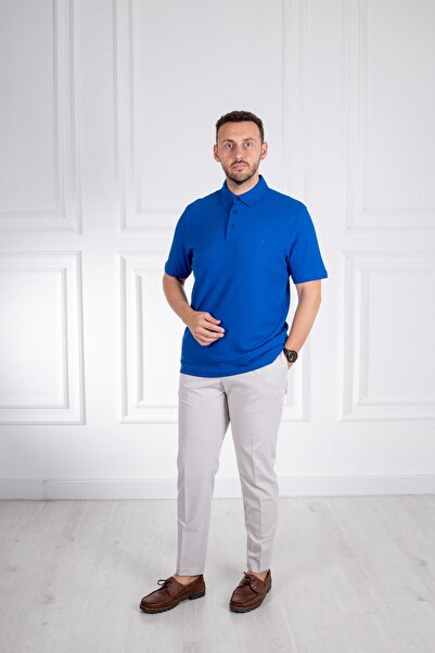 Sarar Μπλουζάκι με γιακά πόλο από 100% βαμβάκι με υφή Saks Blue