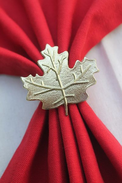 Emtory Home 6 Pieces Gold Sycamore Leaf Metal Napkin Ring - Napkin Ring