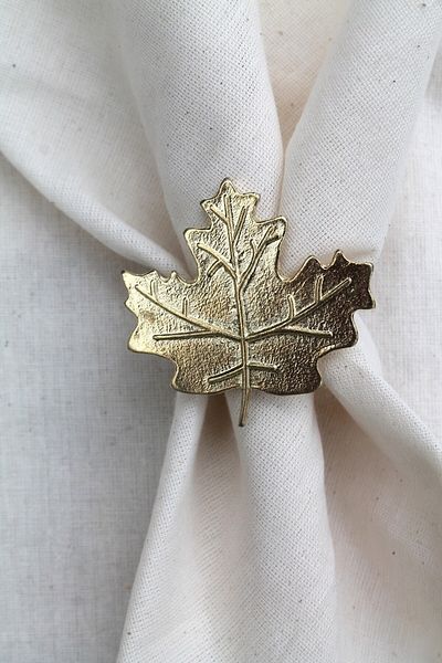 Emtory Home 6 Pieces Gold Sycamore Leaf Metal Napkin Ring - Napkin Ring