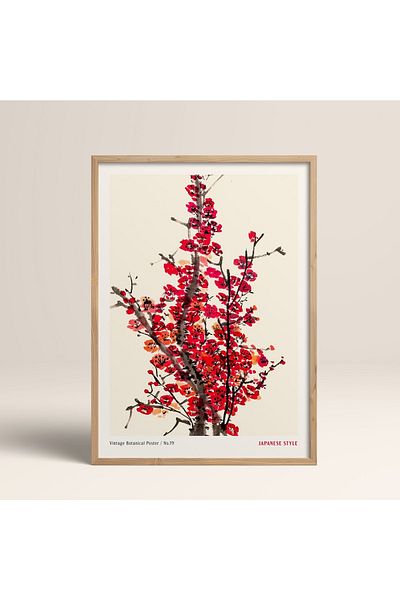HOMEPACK Рамкирана картина в японски стил Нанбара Сакуджиро 30x40см 40x60см 50x70см Черно Бяло Дърво Jpn064