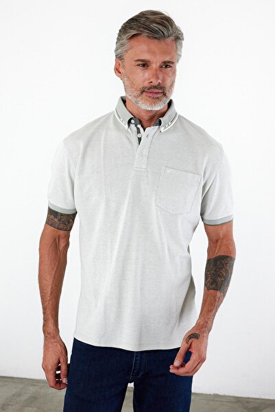 ENQUE تي شيرت رجالي أساسي بياقة بولو وأكمام قصيرة وجيب كاكي سادة