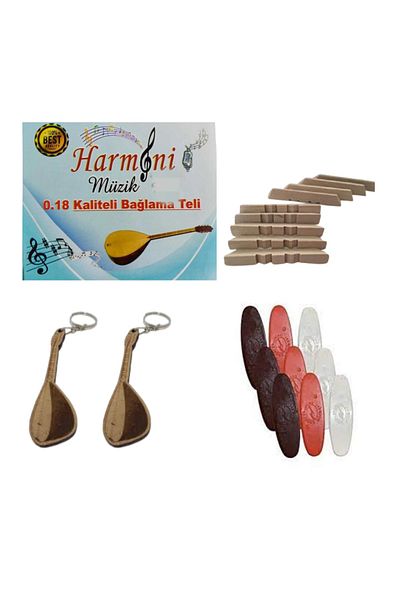 harmoni strings Saz Wire (0.18 Short Handle) 3 Sills + 3 Plectrum + 2 Key Chains