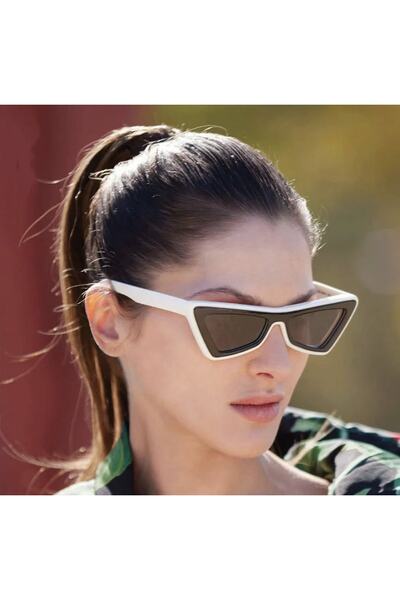 funeyes Polygon Cat Eye Gradient Sunglasses Black White Cat Eye Glasses