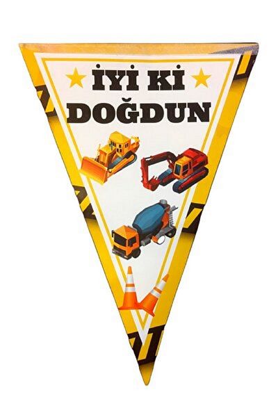 Happyland Construction Themed Birthday Concept Sets Construction Party Supplies 2 Piece Ornament Set -2
