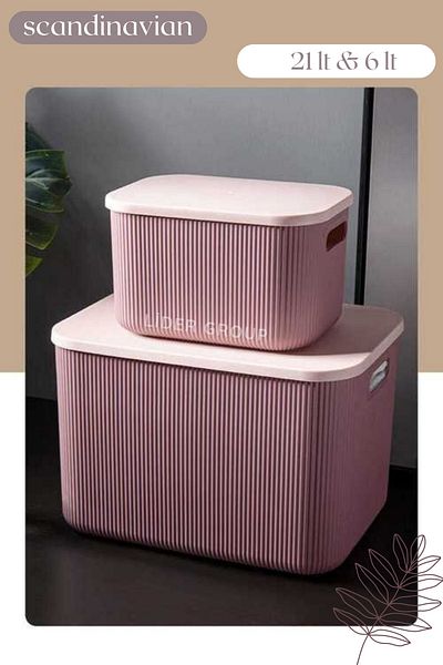 LİGROUND Scandinavian 2-pack 21 l & 6 l Storage Box with Lid - Organizer - Decorative Box