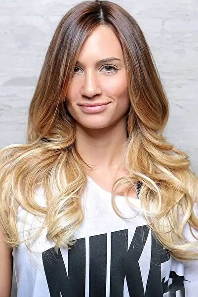 Barly Isıya Dayanıklı Yarımay Çıt Çıt Saç Kahve Sarı Ombre / Dalgalı / 60 Cm ...