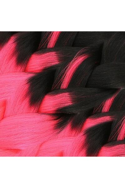 KONAK PERUK African Braiding Synthetic Ombreli Hair 100 Gr- Black / Neon Pink