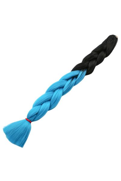 KONAK PERUK 100 gr.African Braiding Synthetic Ombreli Hair - Black / Turquoise Blue