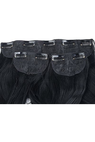 KONAK PERUK Black Synthetic Fiber - Wavy Half Moon and 2 Side Snaps