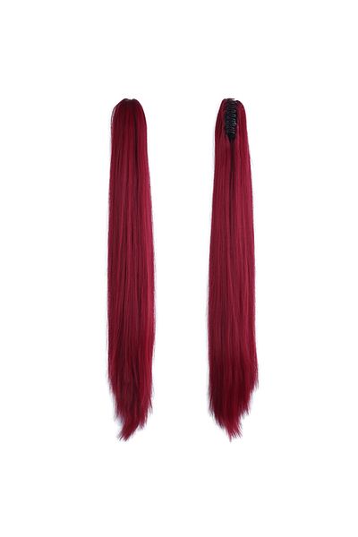 KONAK PERUK Red Buckle Straight Ponytail