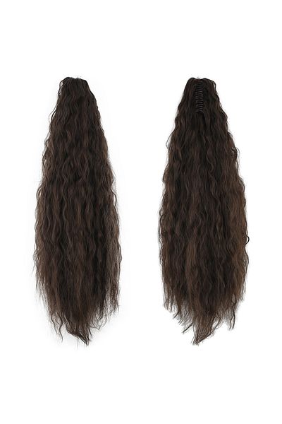 KONAK PERUK Light Brown Buckle Fluffy Wavy Ponytail