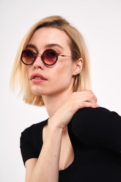 Kapin Pino Premium Yuvarlak Güneş Gözlüğü - Bordo