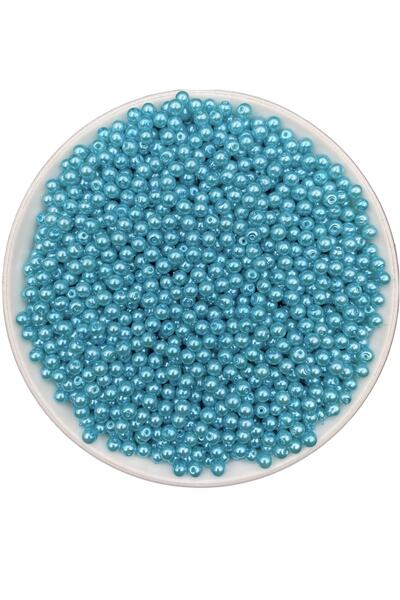 Hedef Bijuteri 50 Gr 4mm Mavi Renk Cam Inci Boncuk ,takı Yapım Boncuğu (50gr,...