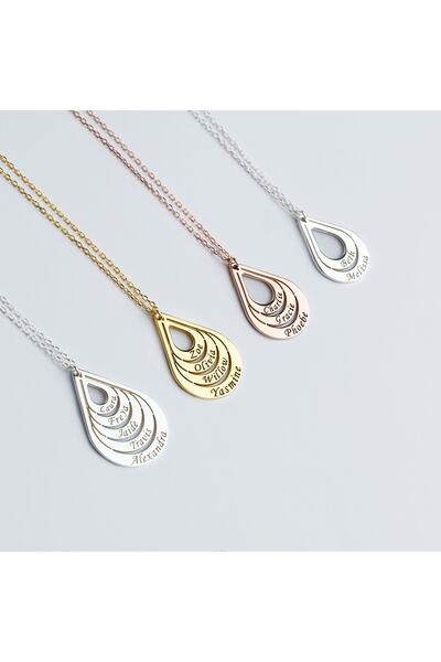 Satürn Silver Kuyumculuk 925 Ayar Gümüş Isimli Damla Kolye Aile Kolye 2 3 4 5 Isimli Kolye