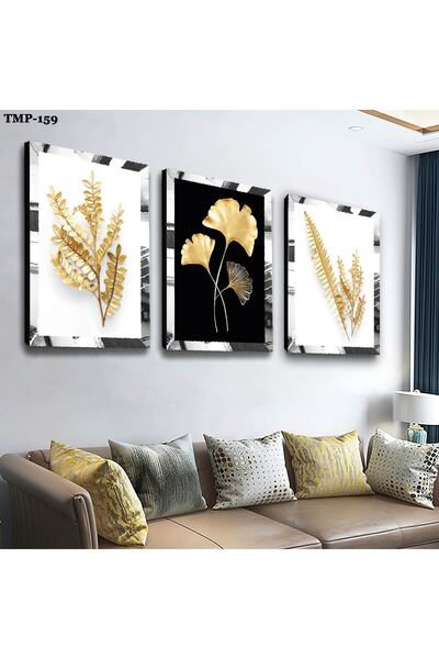 Zevahir Mobilya Dekorasyon Set de pictură din MDF triplu cu flori de grâu cu ...