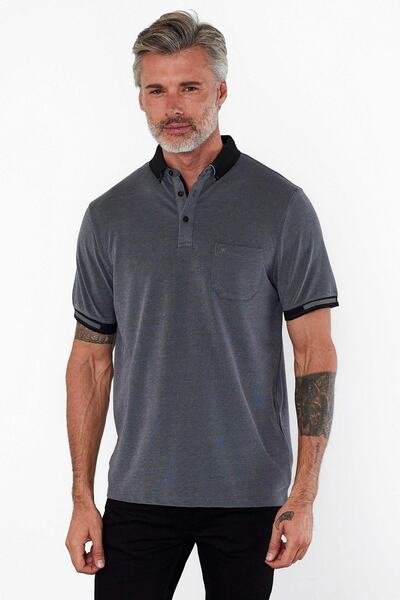 ENQUE تيشيرت رجالي أسود بياقة بولو وأكمام قصيرة - مع جيوب