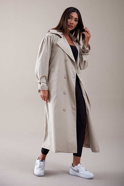 SahraAfra Pleated Trench Coat