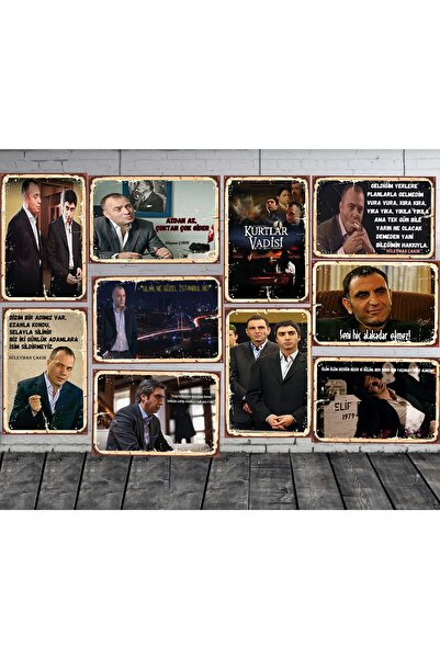 TAKIFİX Süleyman Çakır Polat Alemdar 10 Adet 20x30x Cm Mdf Ahşap Poster Seti