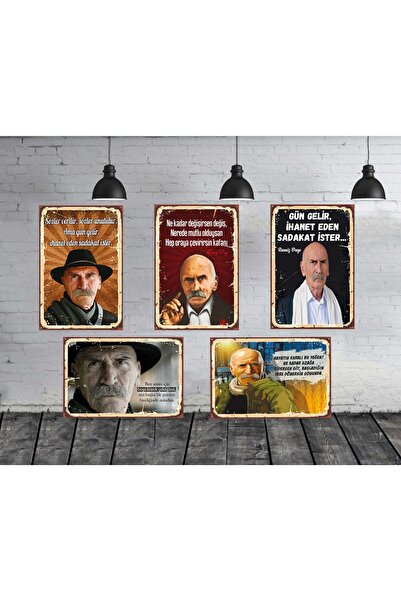 TAKIFİX Tuncel Kurtiz Sözleri 5 Adet 20x30x Cm Mdf Ahşap Poster Seti