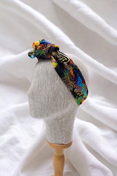 pistore Yellow Snakeskin Patterned Bandana Colorful Scarf New Season Hair Acc...