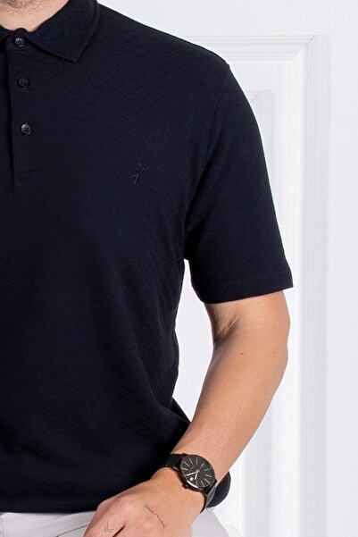 Sarar Συνέντευξη Polo Neck 100% βαμβακερή υφή μαύρο μπλουζάκι