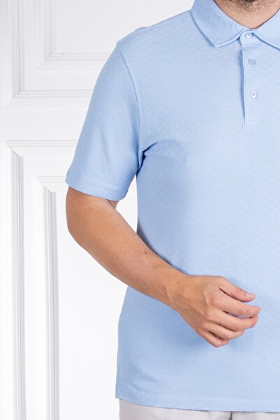 Sarar Μπλουζάκι με γιακά πόλο από 100% βαμβάκι με ανοιχτό μπλε υφή