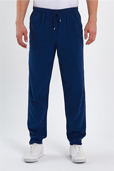 COOL TARZ Erkek Indigo Regular Bağcıklı Keten Pantolon-crepe1479r05s