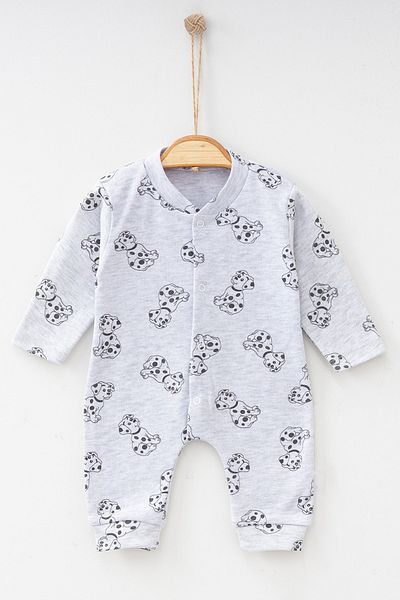 ADABEBEK 100% Cotton Dogs Cuffed Jumpsuit