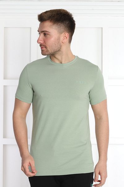 NEED LİFE Men's Green Need Printed Crew Neck T-Shirt