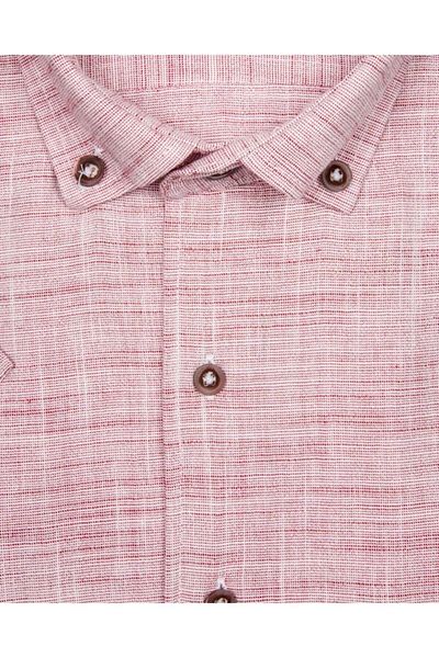 SÜVARİ Men's Red Shirt - Short Sleeve, Loose Fit, Full Cotton