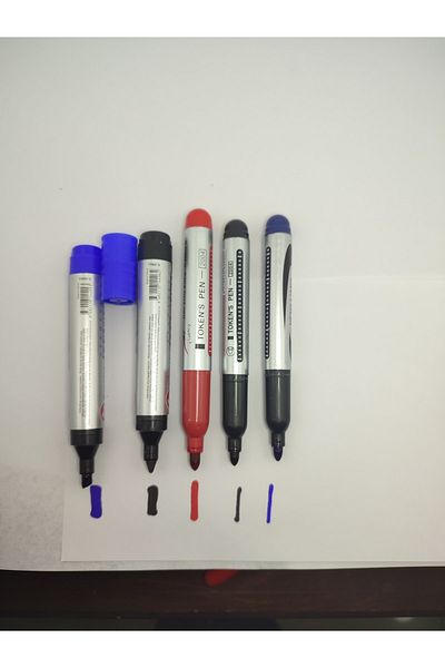 gördur (Set of 5) Parcel Pen 3 Pieces Flat Tips and 2 Pieces Cut Tips Non-Erasable Felt Tip Pens