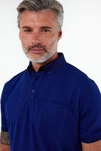 ENQUE Ανδρικό μπλουζάκι Basic Polo με κοντό μανίκι με τσέπη Plain Saks