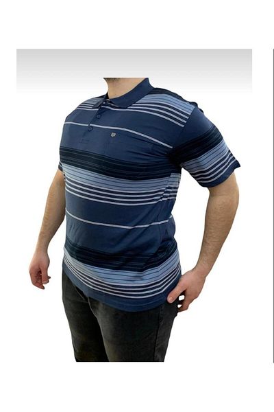FATELLA MEN'S FATHER POCKET POLO NECK PATTERNED STRIPED COMFORTABLE FIT T-SHIRT