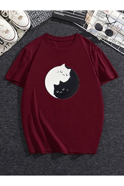 GRİLAND Бордовий унісекс-футболка з принтом Oversize