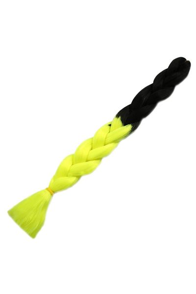 KONAK PERUK African Braiding Synthetic Ombreli Hair 100 Gr- Black / Neon Yellow