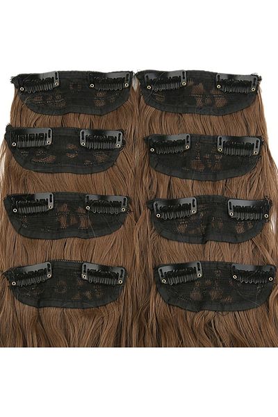 KONAK PERUK 8 Pieces Fiber Synthetic Fluffy Wavy Snap - Auburn