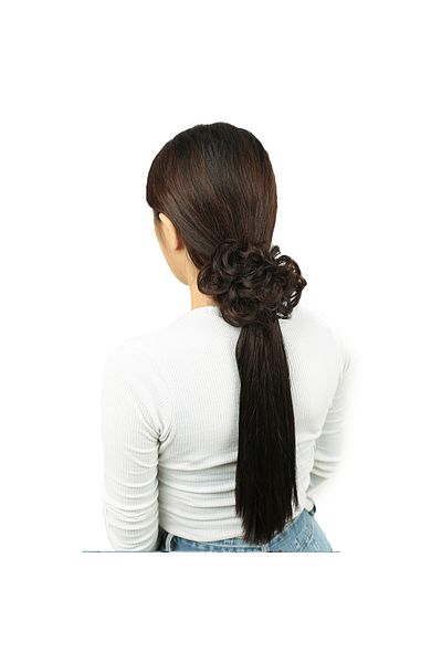 KONAK PERUK Dark Brown Hair Elastic Bun Buckle