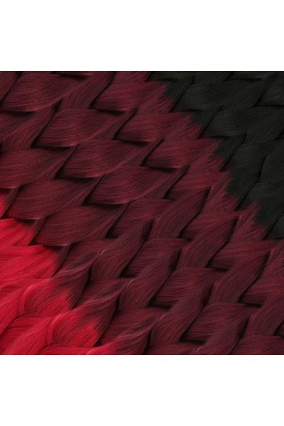 KONAK PERUK Synthetic Ombreli Hair For African Braid And Rasta - Black / Dark Red / Light Red