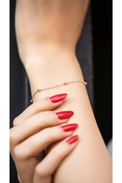 X-Lady Accessories Altın Renk Kadın Gold Renk Top Zincir Bileklik - 2398