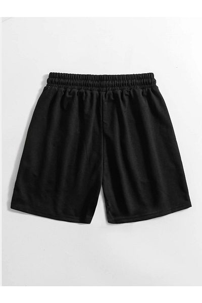 Mythologie Pantaloni scurți din bumbac pieptănat Los Angeles California - negru, imprimați, talie înaltă, tricotate, buzunar, femei