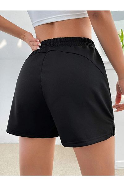 Mythologie Pantaloni scurti din bumbac pieptănat anii 90 pentru bebeluși, cu imprimeu negru, tricotat cu talie înaltă, buzunar, femei