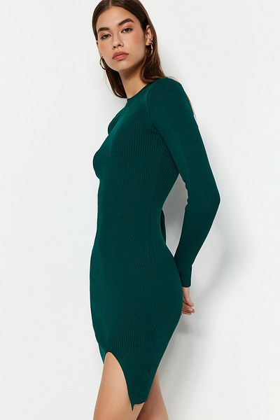 Trendyol Collection Emerald Green Fitted Mini Knitwear Basic φόρεμα TWOAW23EL01416