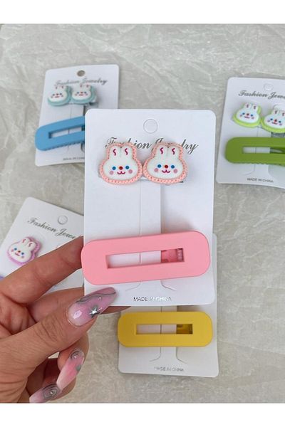 Planet Butik مجموعة إبزيم على شكل أرنب لطيف مكونة من قطعتين